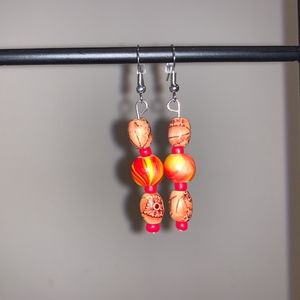 Orange & Brown Beaded Earrings